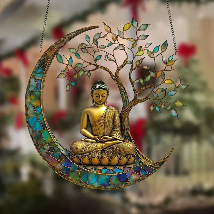 Decoratieve acryl Boeddha zonnenvanger. Perfect spiritueel woonaccessoire of cadeau voor meditatie en zen liefhebbers.