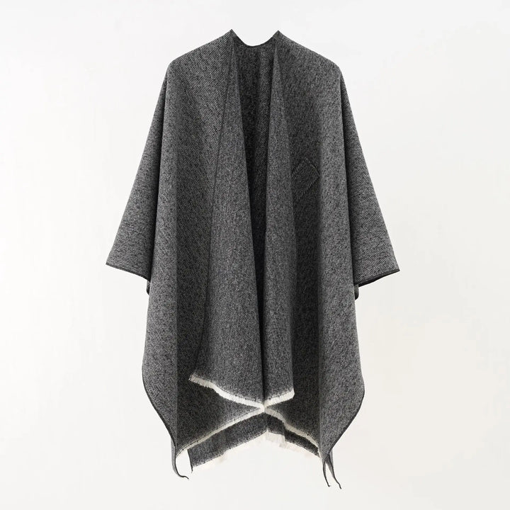 Retro dames vest-poncho, zacht kasjmier look, perfect voor herfst/winter.