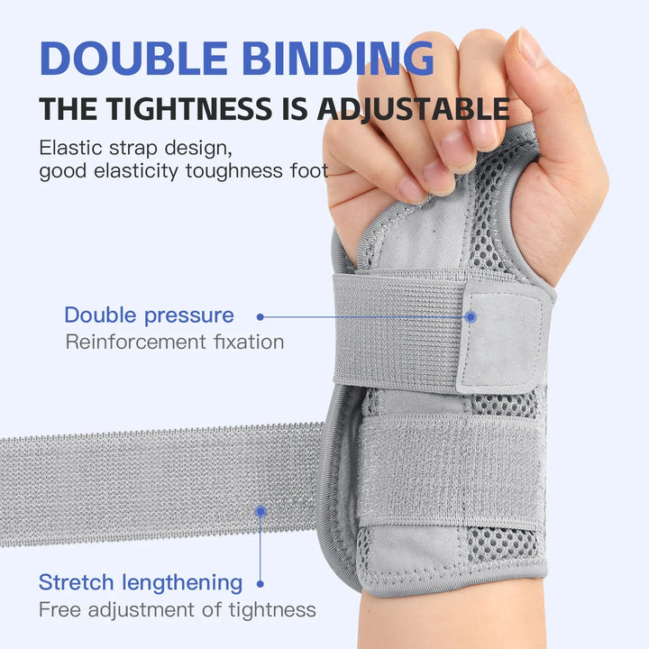 Comfortabele polsbrace met spalk voor overdag en 's nachts, ideaal voor carpaal tunnel syndroom.