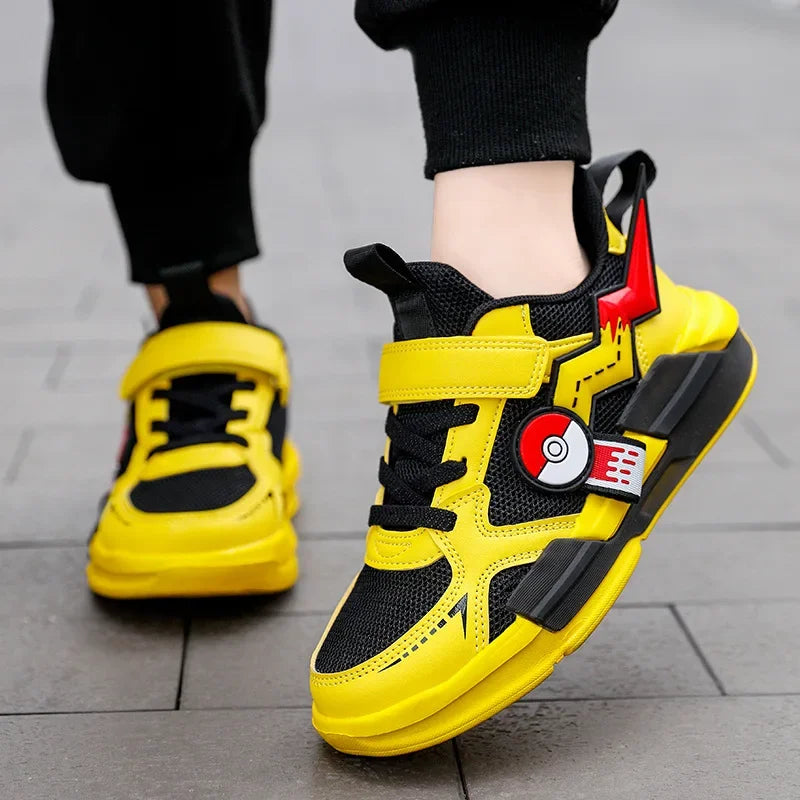 Comfortabele gele Pokémon sneakers voor jongens en meisjes, ideaal als schoolschoenen of buitenspeelschoenen.