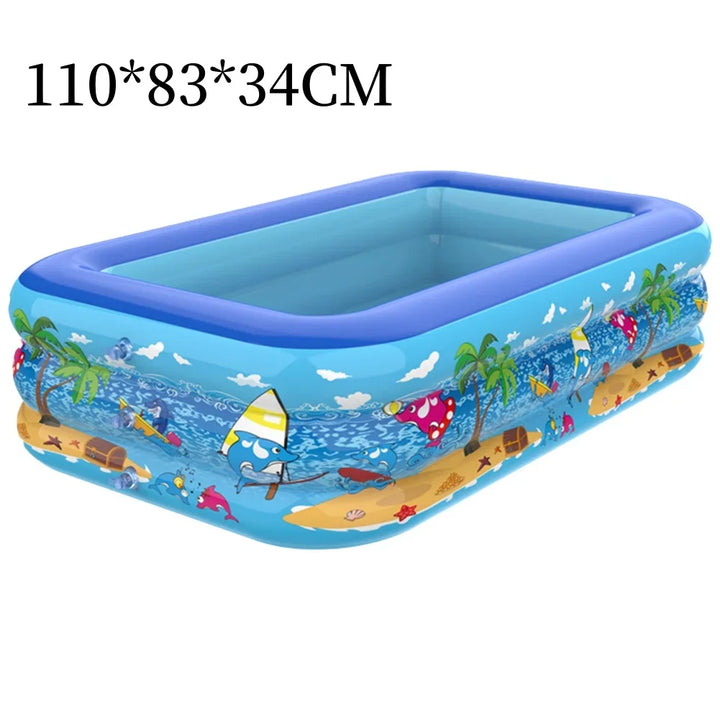 Compact opblaasbaar kinderzwembad, snel klaar voor verkoelende wateractiviteiten voor kinderen op warme zomerdagen.