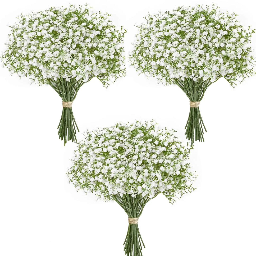 Realistische kunstbloemen bundel met fijn gipskruid en paarse lavendel, perfect voor bruiloft & interieur decoratie.