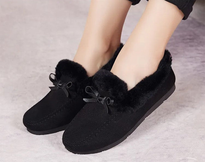 Zachte dames sloffen, warm en antislip, perfect voor binnen in de winter.