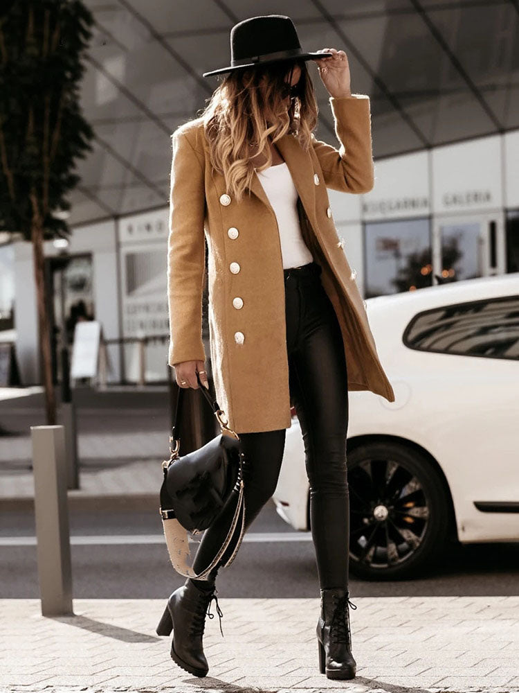 Modieuze LindasCoat dames trenchcoat, een stijlvolle lange jas voor lente en herfst.