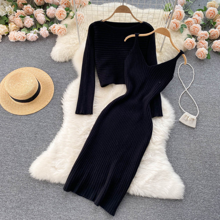 Luxe 2-delige dames set, met comfortabele trui en chique bodycon jurk.
