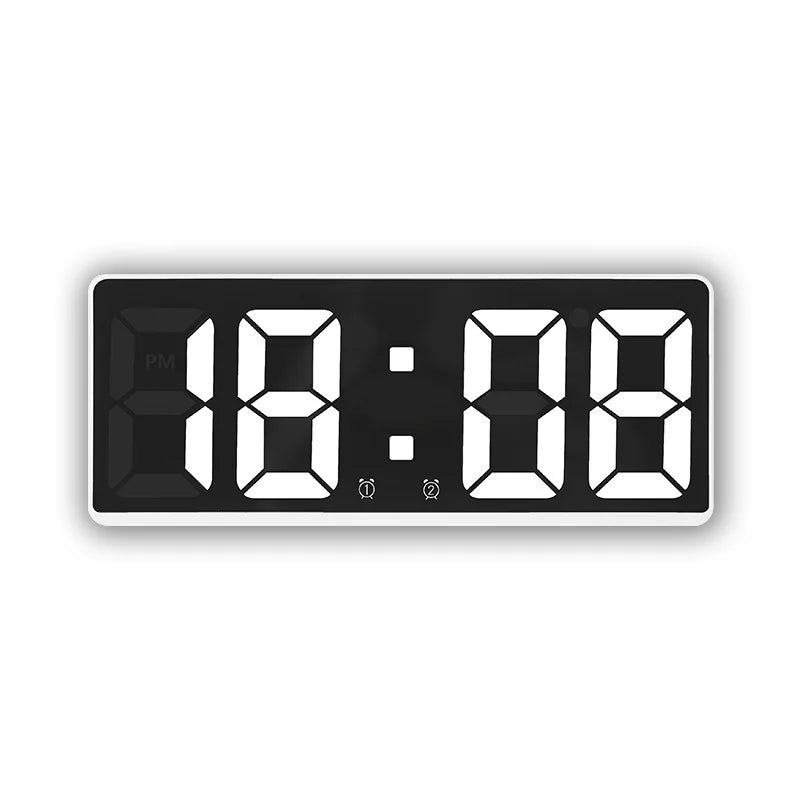 USB gevoede digitale spiegelwekker, led klok met temperatuur en alarm. Essentieel woondecoratie item.