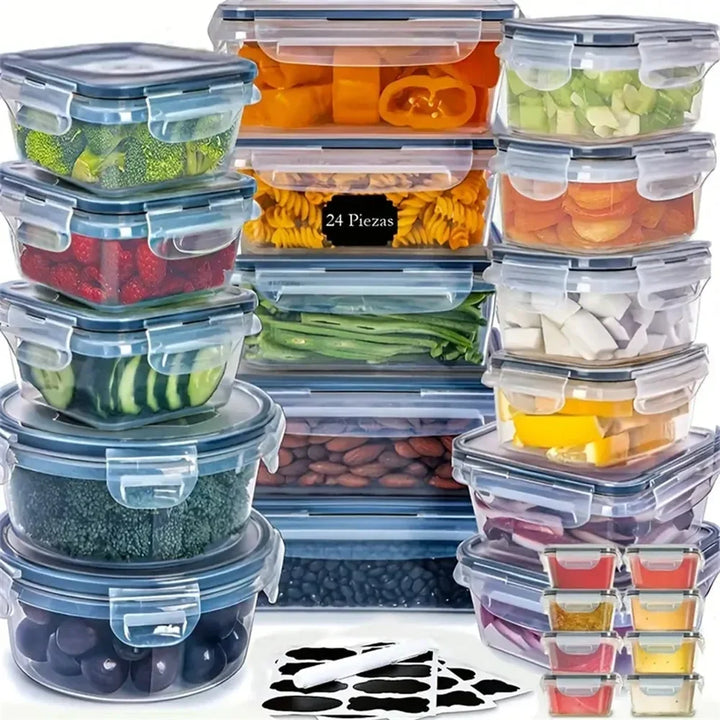 Voedselcontainer set gebruikt voor het organiseren van fruit en groenten, bevordert versheid en overzicht.
