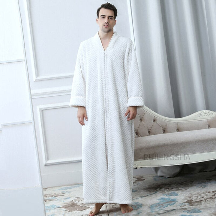 Unisex badjas met rits, heerlijk zacht en warm, ideaal als comfortabel huispak.