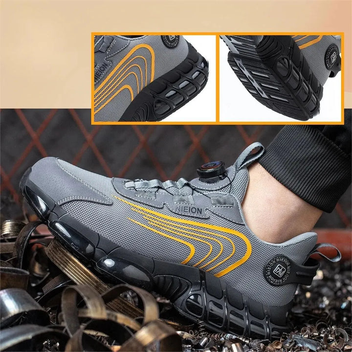 Veiligheidsschoenen heren, S1P, met snelle draaibare gespsluiting; comfortabel en flexibel voor werk.