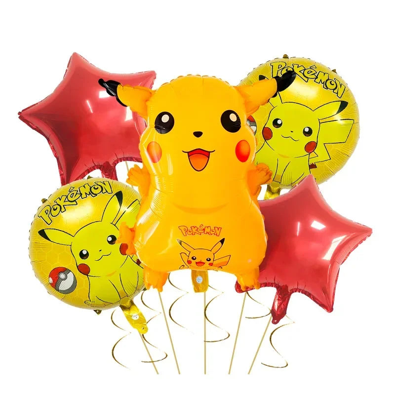 Glanzende aluminium Pokémon ballonnen met Pikachu en Charmander, feestdecoratie voor elke fan.
