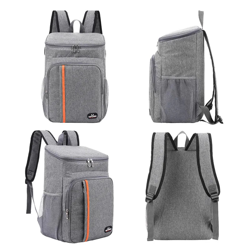 Draagbare 18L thermotas (grijs) met comfortabele handvatten, perfect voor werk, school of dagtrips.