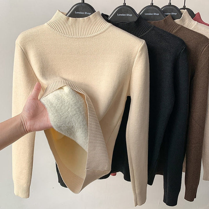 Dames gevoerde sweater met comfortabele middenkraag, warm en modieus voor de winter. Geschikt voor casual.