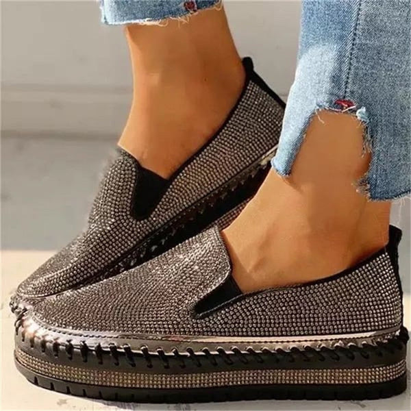 Feestelijke dames instapschoenen met glitterdetails; comfortabel en stijlvol voor elke gelegenheid.
