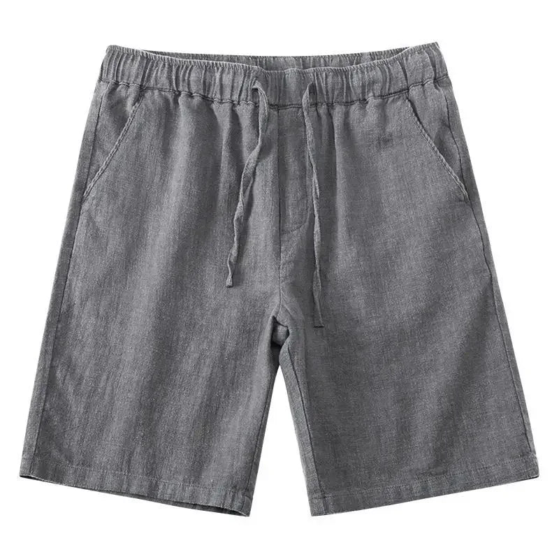 Close-up van de verstelbare tailleband op comfortabele heren zomer shorts; flexibel en praktisch.