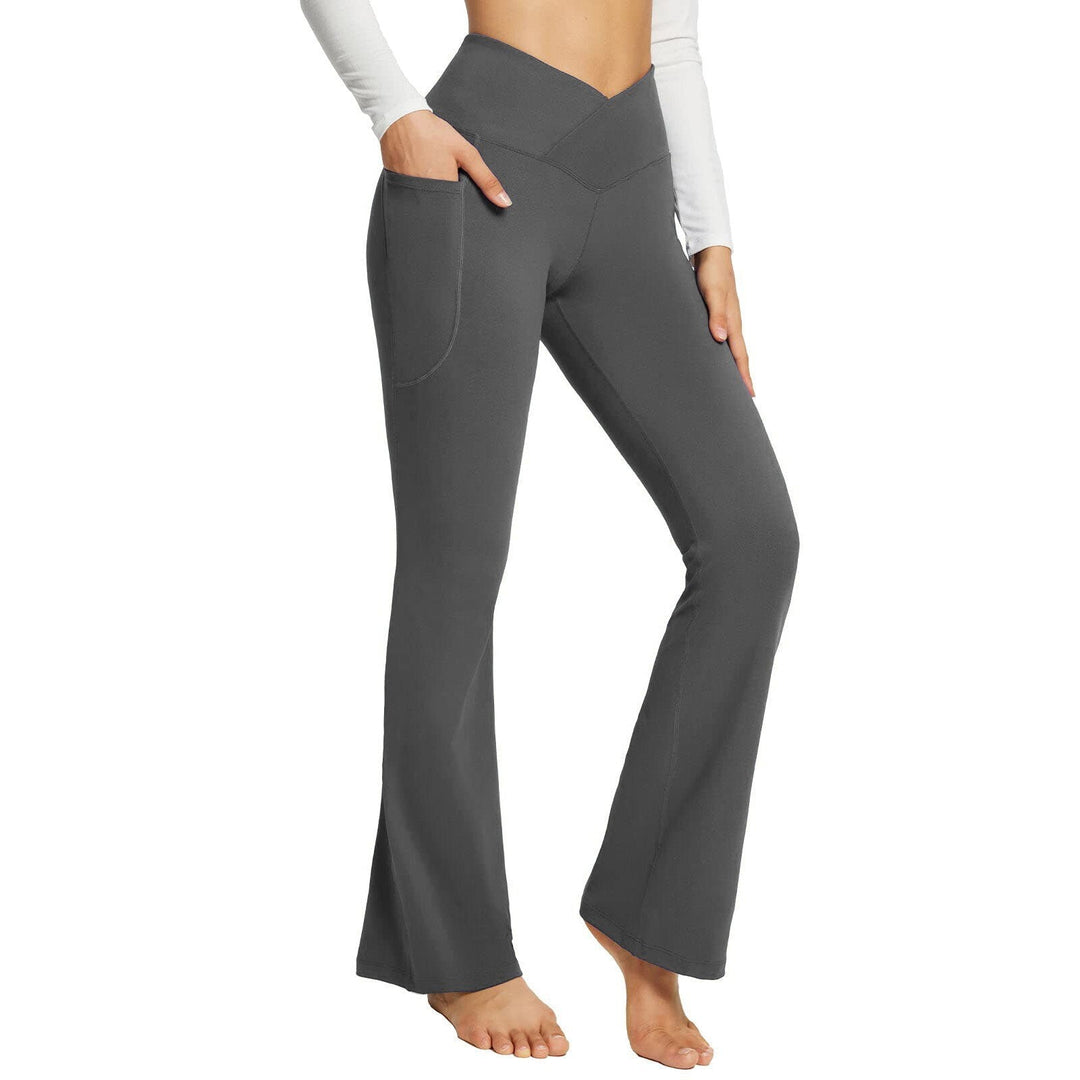 Veelzijdige dames kleding: yoga broek met hoge taille, wijde pijpen voor sport & relaxte vrije tijd.