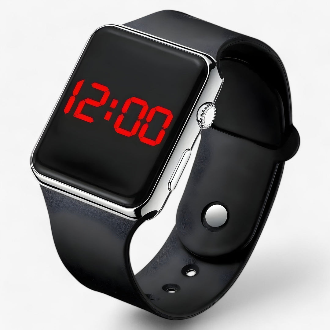 Comfortabel unisex sportief digitaal horloge Leo met duurzame siliconen band. Ideaal voor dagelijks gebruik en actieve momenten.