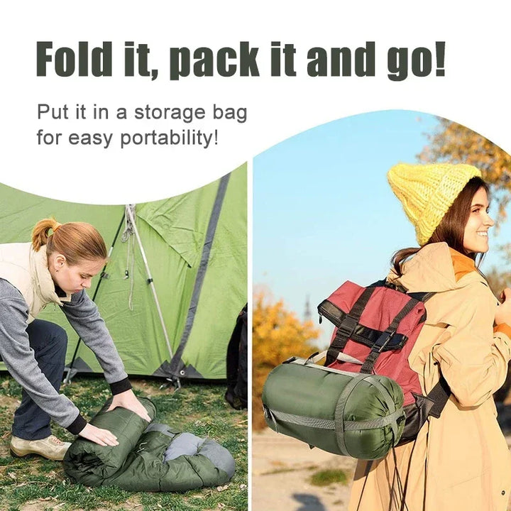 Compacte, lichtgewicht 4-seizoenen slaapzak ideaal voor backpacken en reizen. Gemakkelijk mee te nemen.