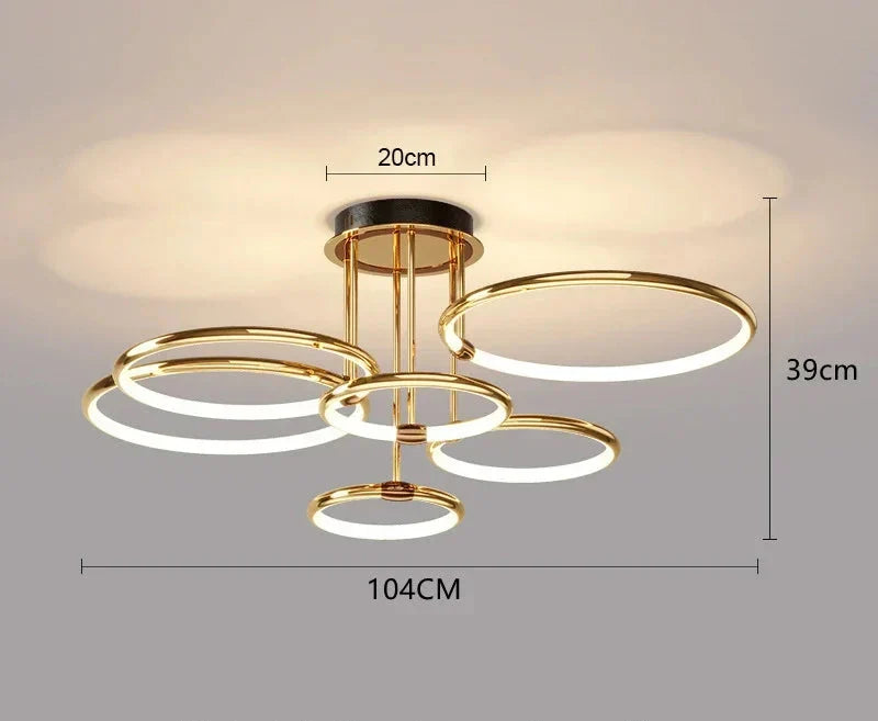 Stijlvolle ringlamp LED plafond, modern geometrisch design voor sfeervolle verlichting.