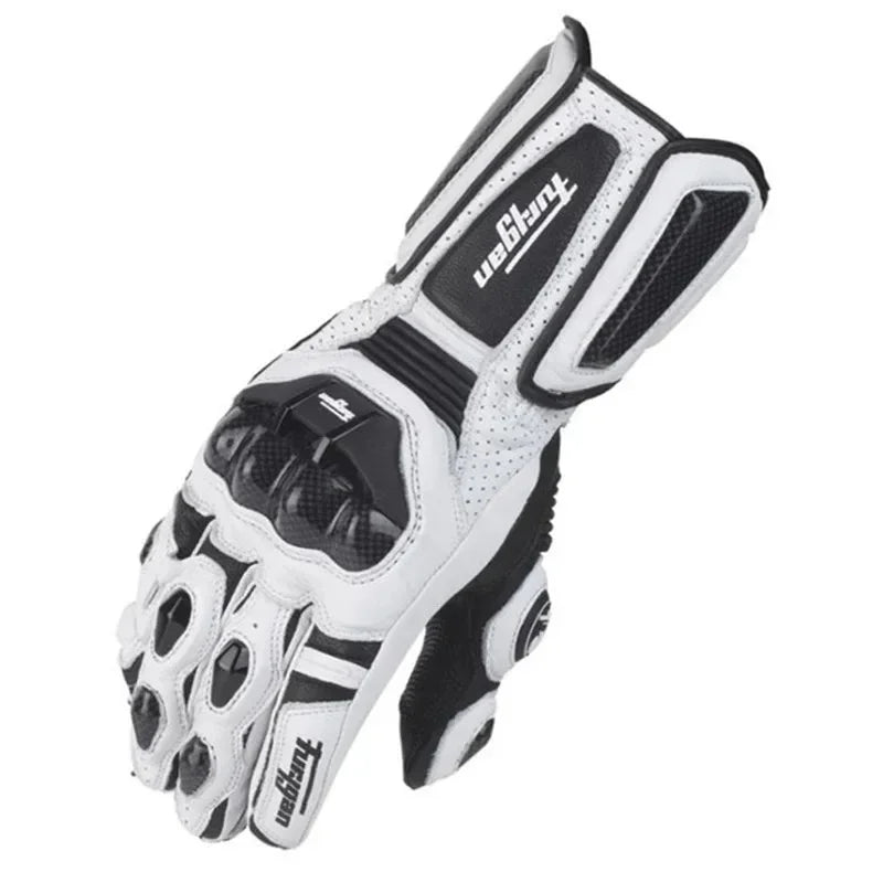 Leren motorhandschoenen voor de winter, winddicht en waterdicht met carbon bescherming voor veilig motorrijden.