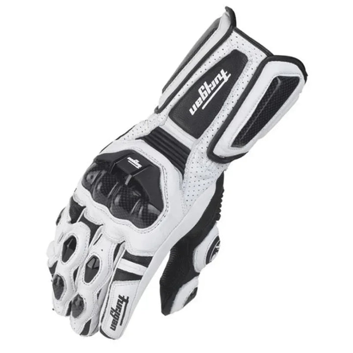 Leren motorhandschoenen voor de winter, winddicht en waterdicht met carbon bescherming voor veilig motorrijden.