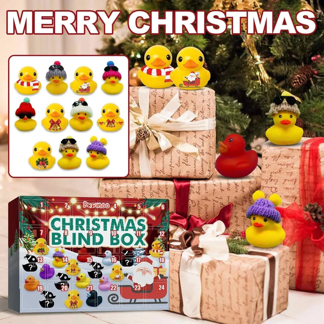 Een feestelijke adventskalender 2025 vol badeendjes speelgoed; perfect aftellen naar kerst voor kinderen.