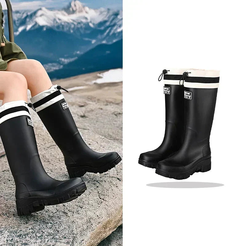 Halfhoge retro regenlaarzen Arlena voor dames, waterdicht en stijlvol met antislipzool.