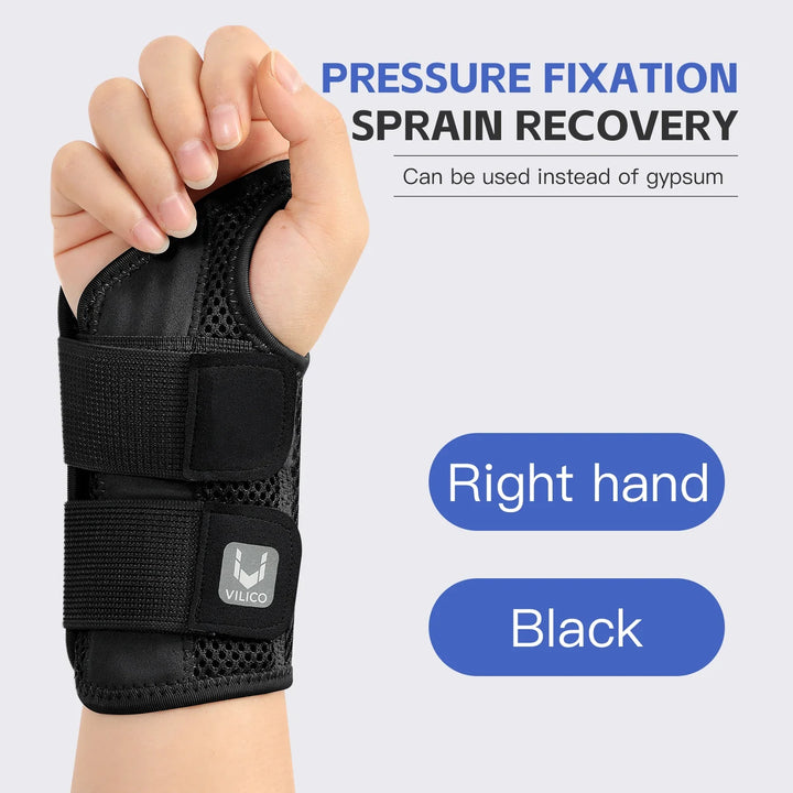 Duurzame unisex polsbrace met geïntegreerde spalk voor maximale ondersteuning en pijnbestrijding.