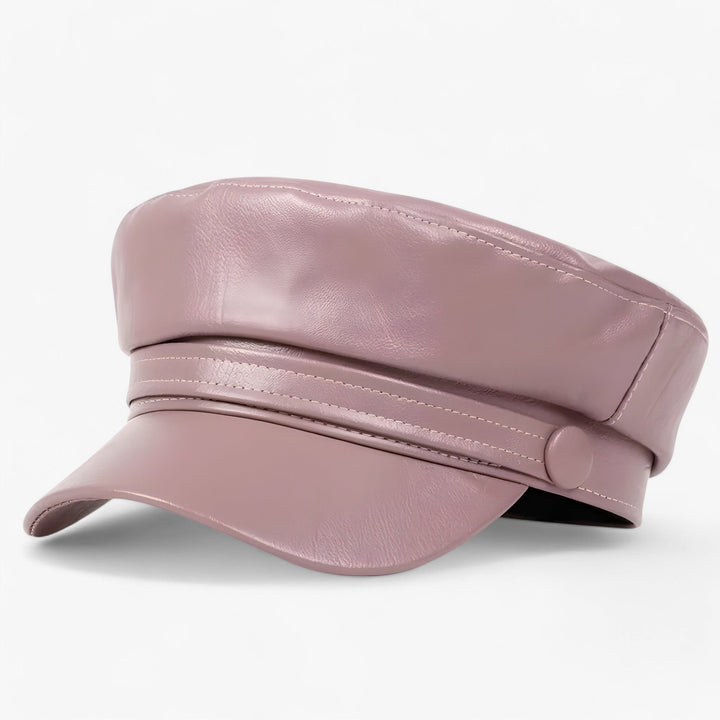 Essentiële dames mode-accessoire: achthoekige schippermuts van PU-leer voor herfst en winter.