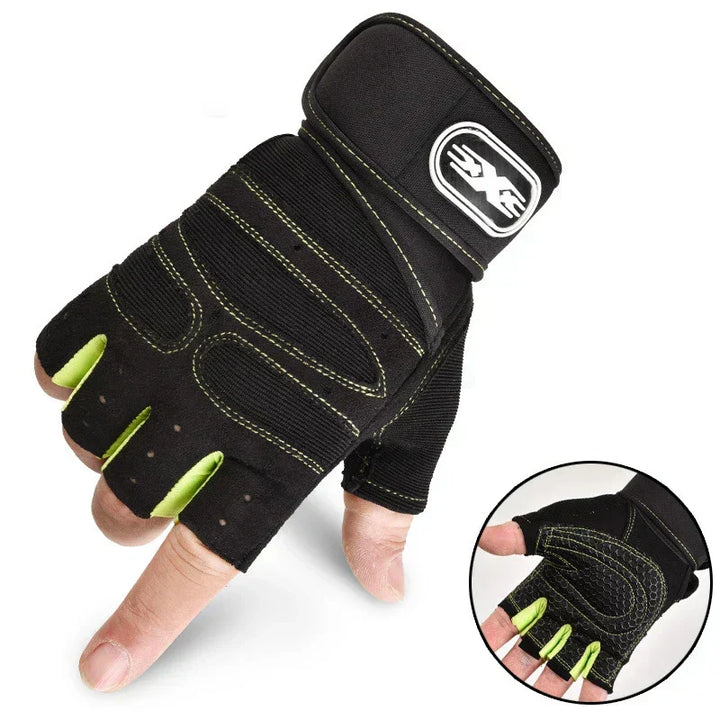 Stijlvolle zwarte unisex trainingshandschoenen met schokbestendige padding en sterke grip voor elke fitness workout.