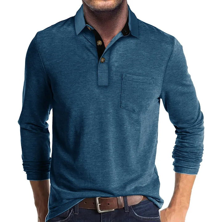 Klassieke herenpolo lange mouwen, tijdloos design en veelzijdig voor dagelijkse stijl.