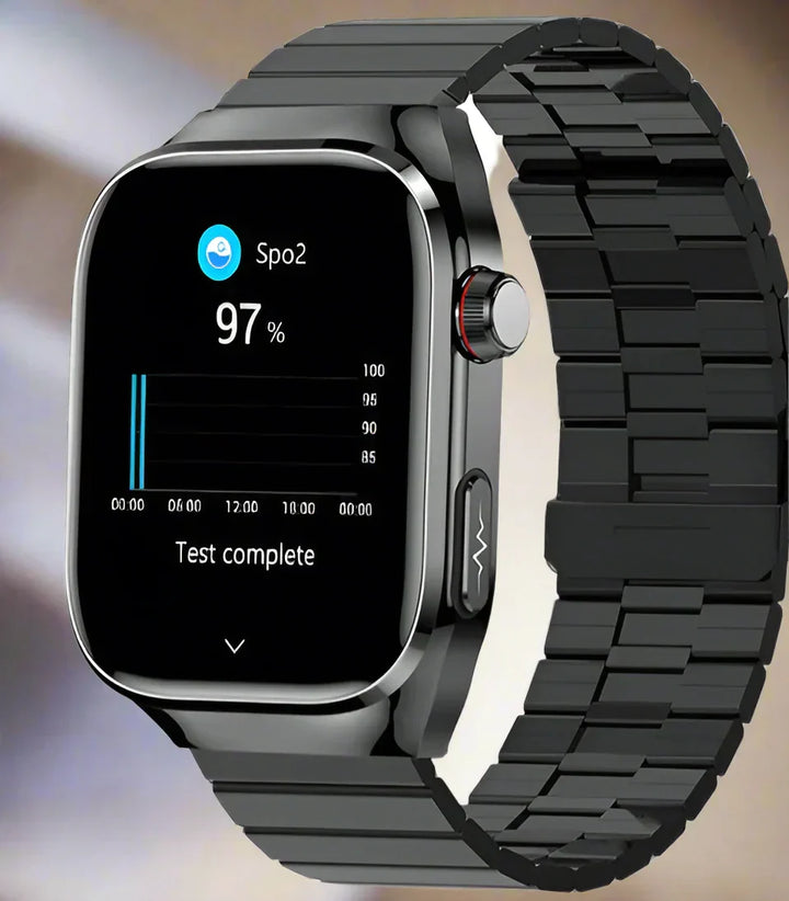 Stijlvol gezondheidshorloge met AMOLED display, ECG en bloedsuikermeting. Lange batterijduur.