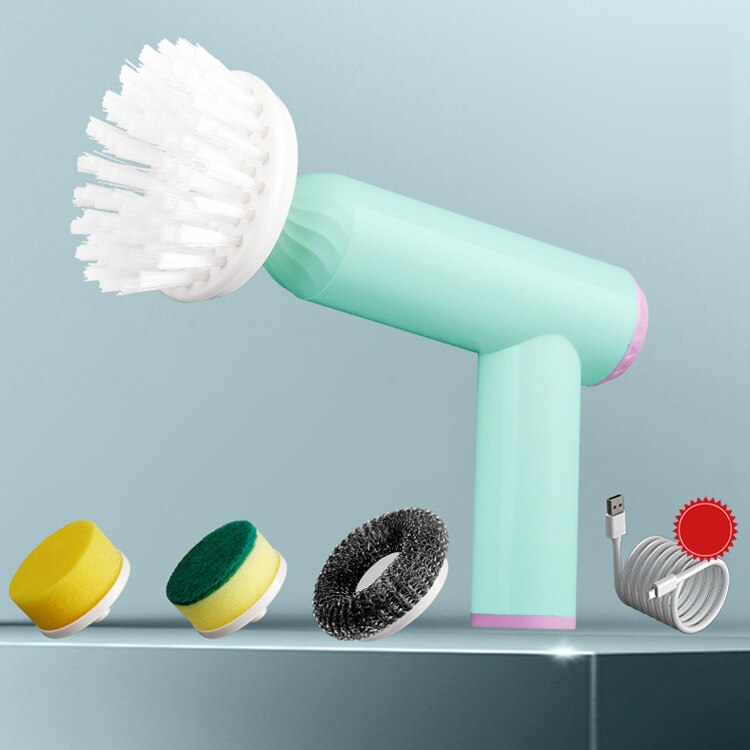 Witte en blauwe elektrische schoonmaakborstel, een veelzijdige huishoudelijke reiniger voor elke klus.