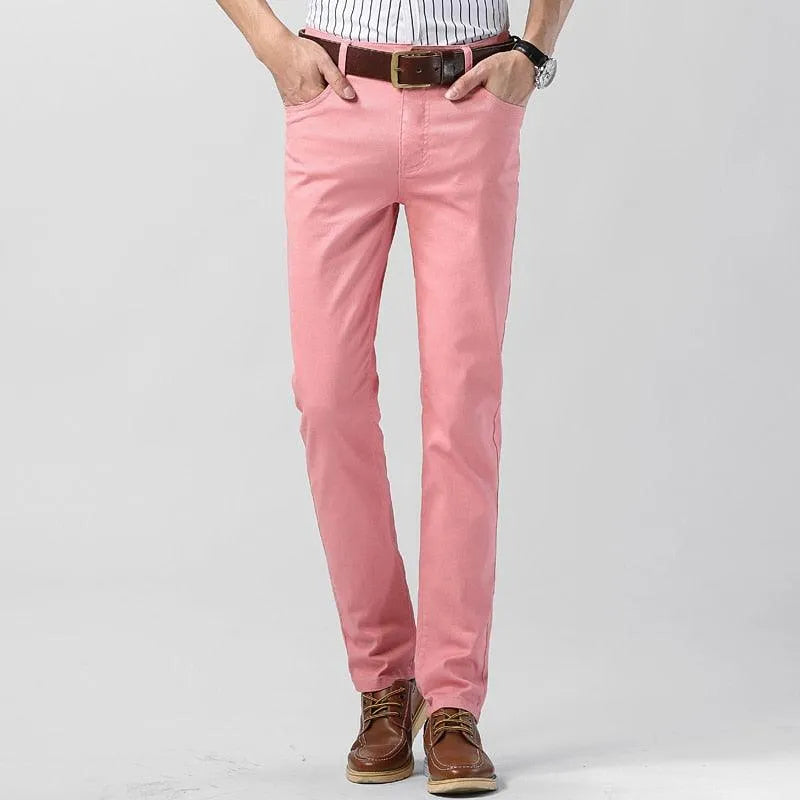 Gele Milan herenbroek, katoenmix stretch. Ideaal voor stijlvol comfort het hele jaar door.