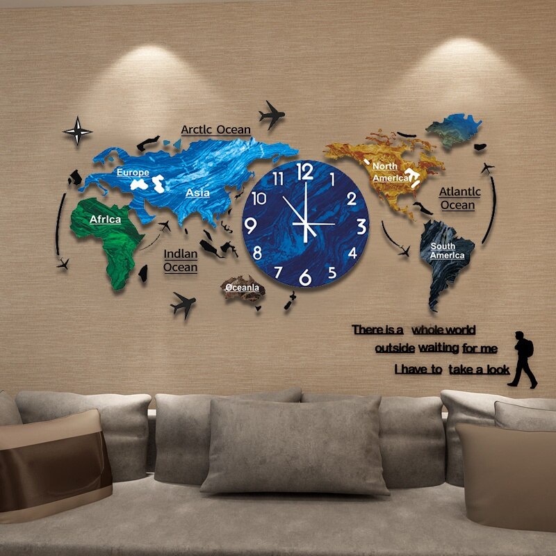 Moderne 3D acryl wandklok DIY kit, perfect voor stijlvolle muurdecoratie in woonkamer of kantoor.