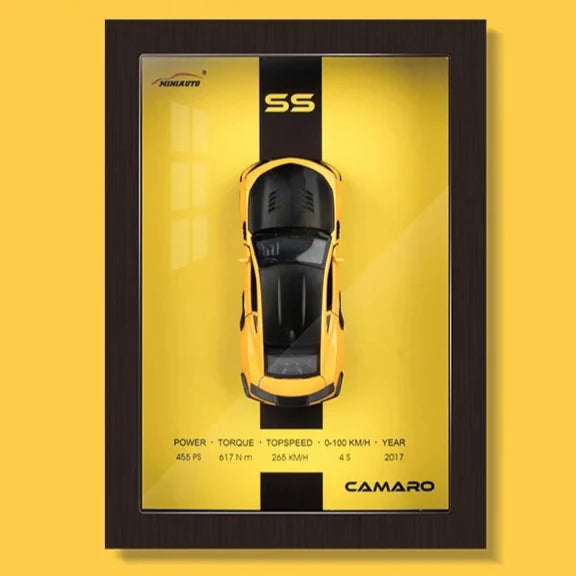 Uniek 3D automodel, verzamelaars item in een luxe lijst. Exclusieve kunst en decoratie voor autoliefhebbers.