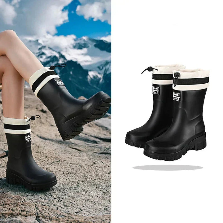 Comfortabele waterdichte dames retro regenlaarzen Arlena met antislipzool bieden optimale bescherming.