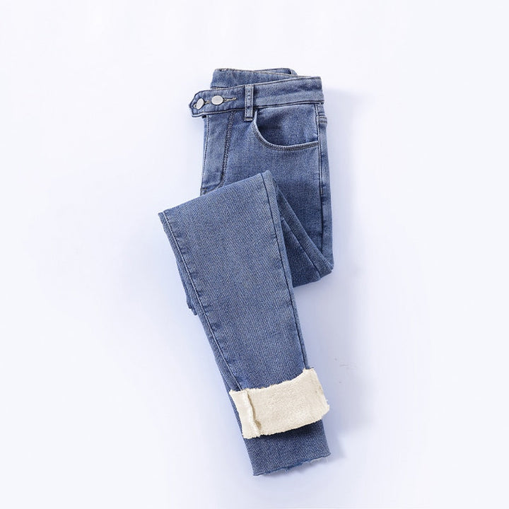 Casual dames winterbroek, pluche gevoerd voor extra warmte en comfort.