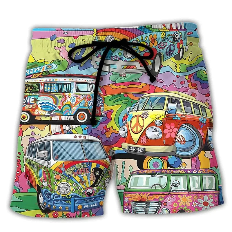 Herenzwembroek met moderne graffitiprint, sneldrogend polyester zwemshort voor comfortabele strandmode.