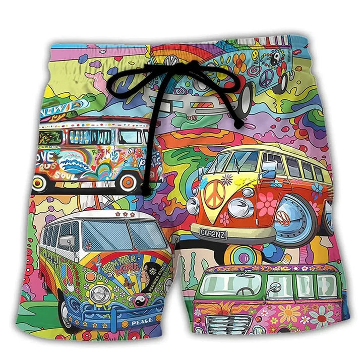 Herenzwembroek met moderne graffitiprint, sneldrogend polyester zwemshort voor comfortabele strandmode.