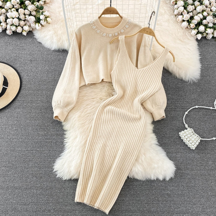 Trendy dames 2-delige set met elegante trui en comfortabele jurk.