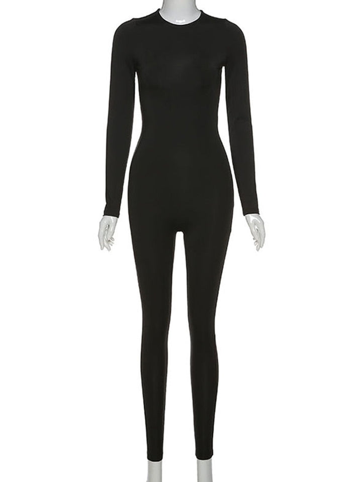 Ademende dames activewear jumpsuit met lange mouw; comfortabel voor yoga, fitness en sport.