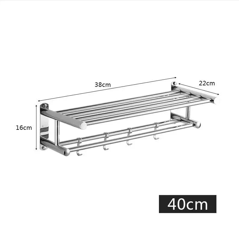 Compacte, ruimtebesparende handdoekrek voor aan de muur; ideaal voor het netjes opbergen van handdoeken in kleine badkamers.