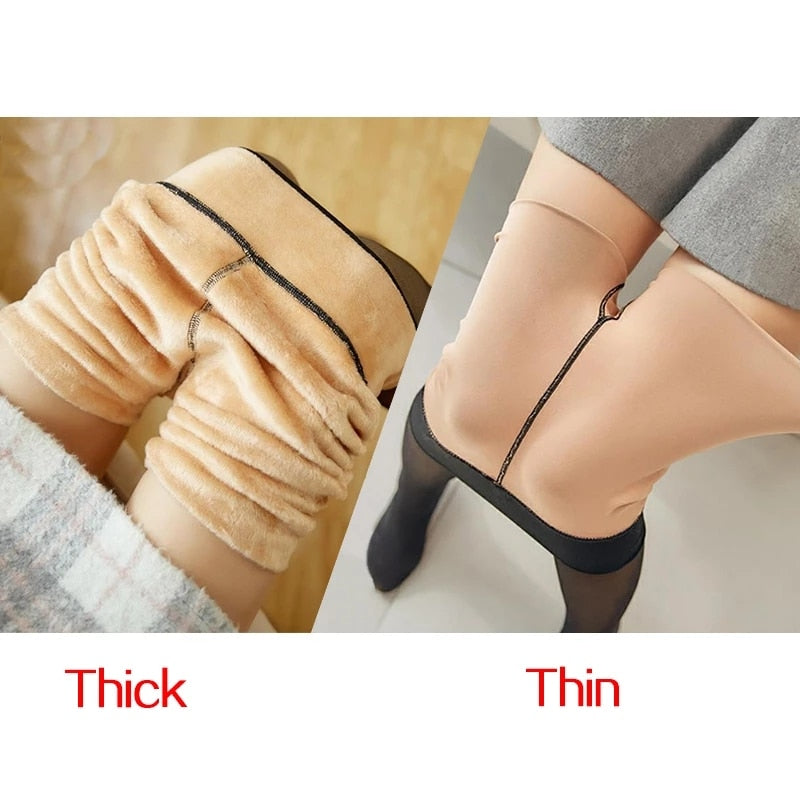 Warme doorschijnende dameslegging, perfecte thermolegging voor de koude wintermaanden.