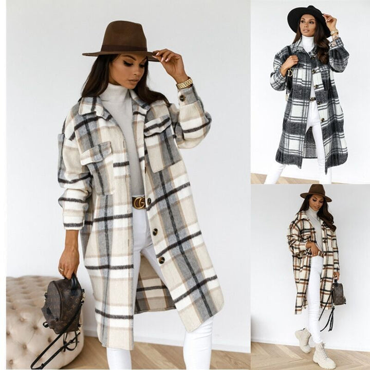 Dames plaid jas, comfortabel en stijlvol voor elk seizoen. Ideale modieuze bovenkleding.