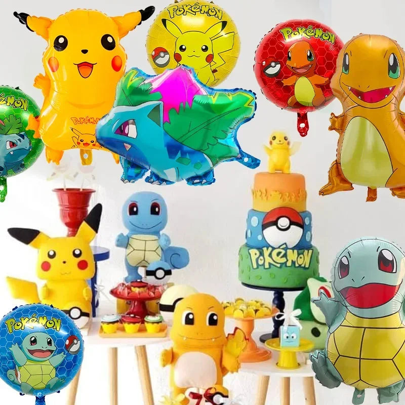 Diverse Pokémon aluminium ballonnen, ideale feestartikelen voor een onvergetelijk kinderfeestje.