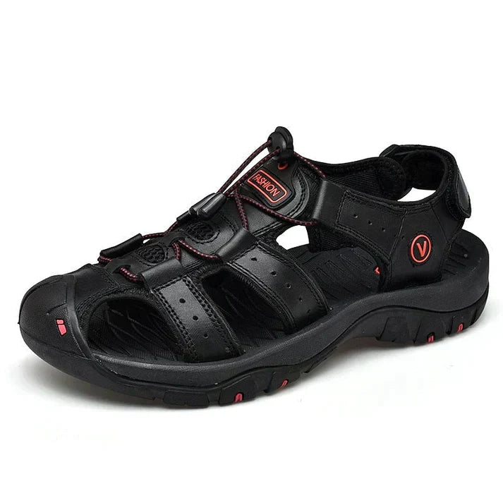 Lichtbruine heren comfortsandalen met orthopedische steun en verstelbare banden, ideaal voor zomerse casual outfits.