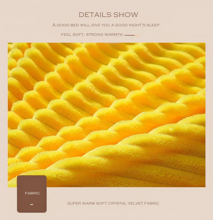 Close-up van de zachte fleece textuur van het luxe dekbedovertrek. Perfect voor wintercomfort.