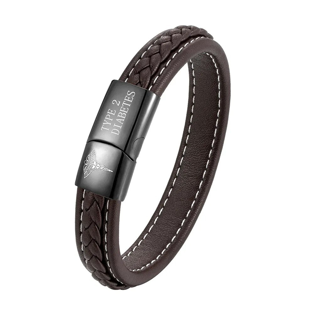 Stoere medische armband heren, RVS, voor dragers van bloedverdunners of specifieke aandoeningen.