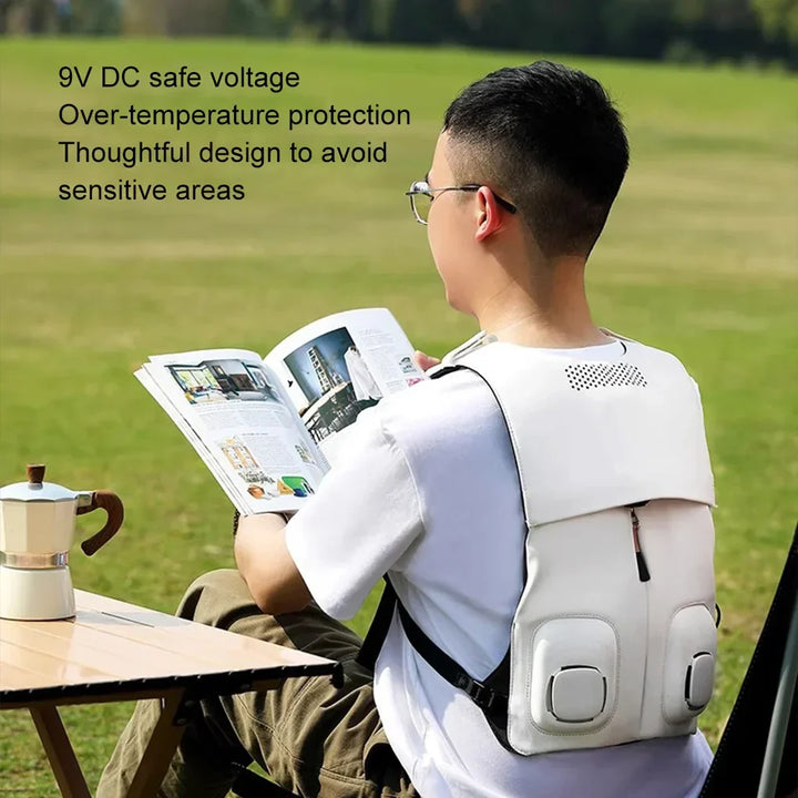 Ademend cryovest met actieve ventilatie, perfect voor verkoeling tijdens warme zomerdagen.