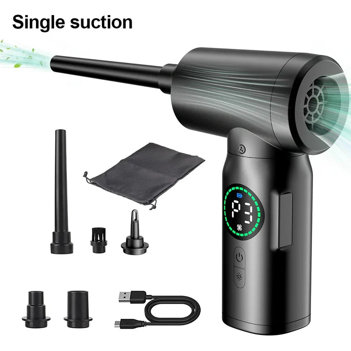 Veelzijdige 2-in-1 draagbare stofzuiger/blazer voor huis, kantoor en auto; incl. LED-licht voor precisie.